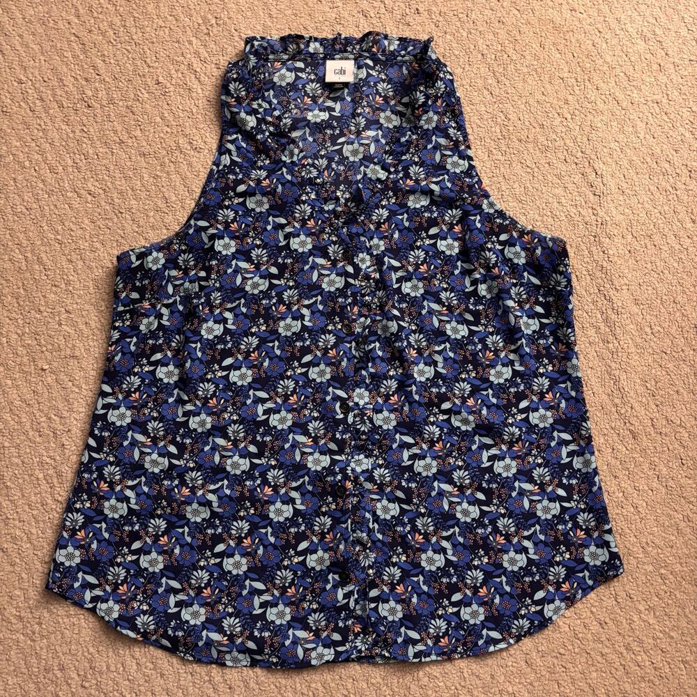 CAbi Ruffle Floral Tank Top Shell Large